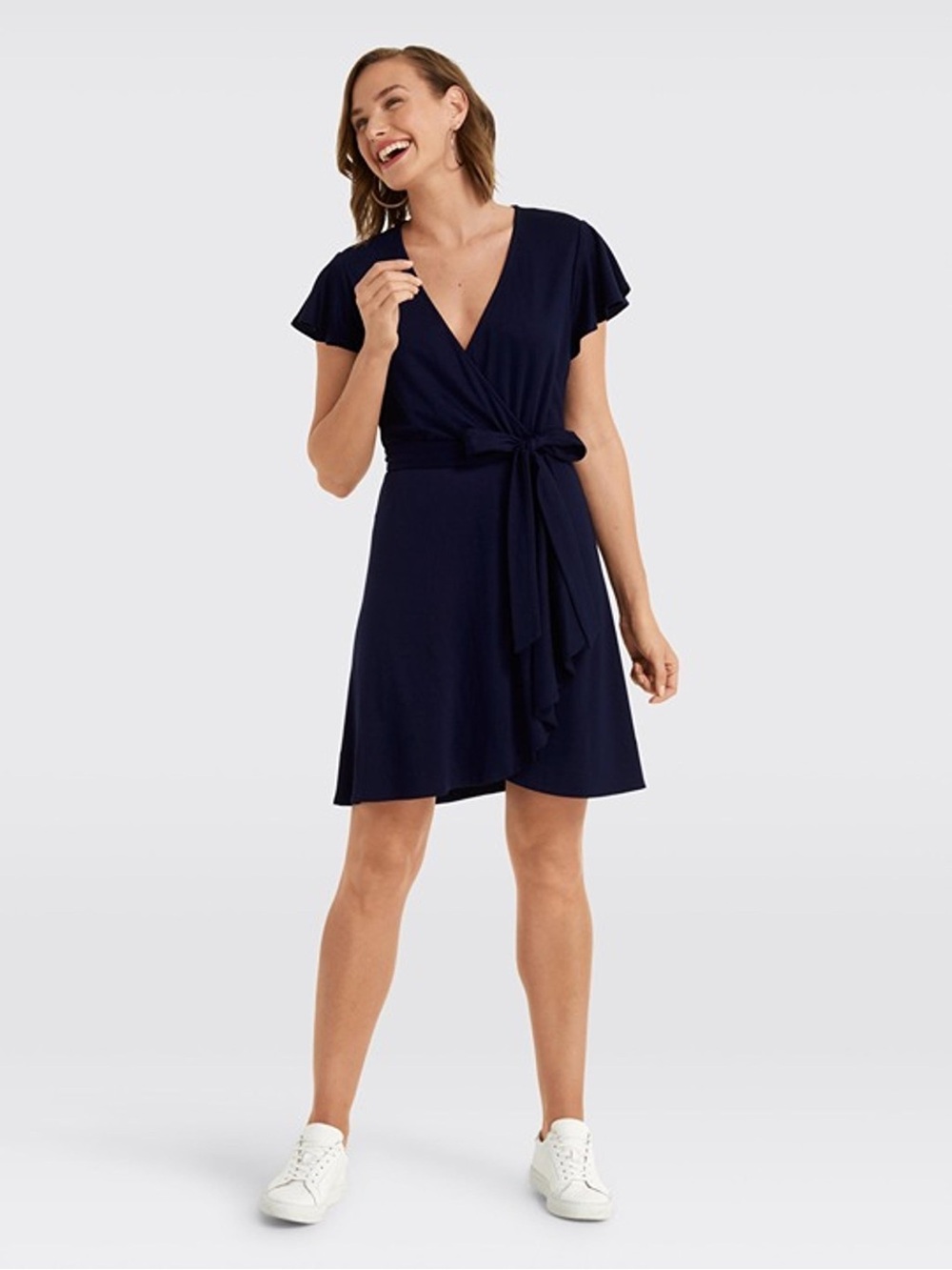 Draper James Wrap Dress w/ Tie (Nassau Navy) XL